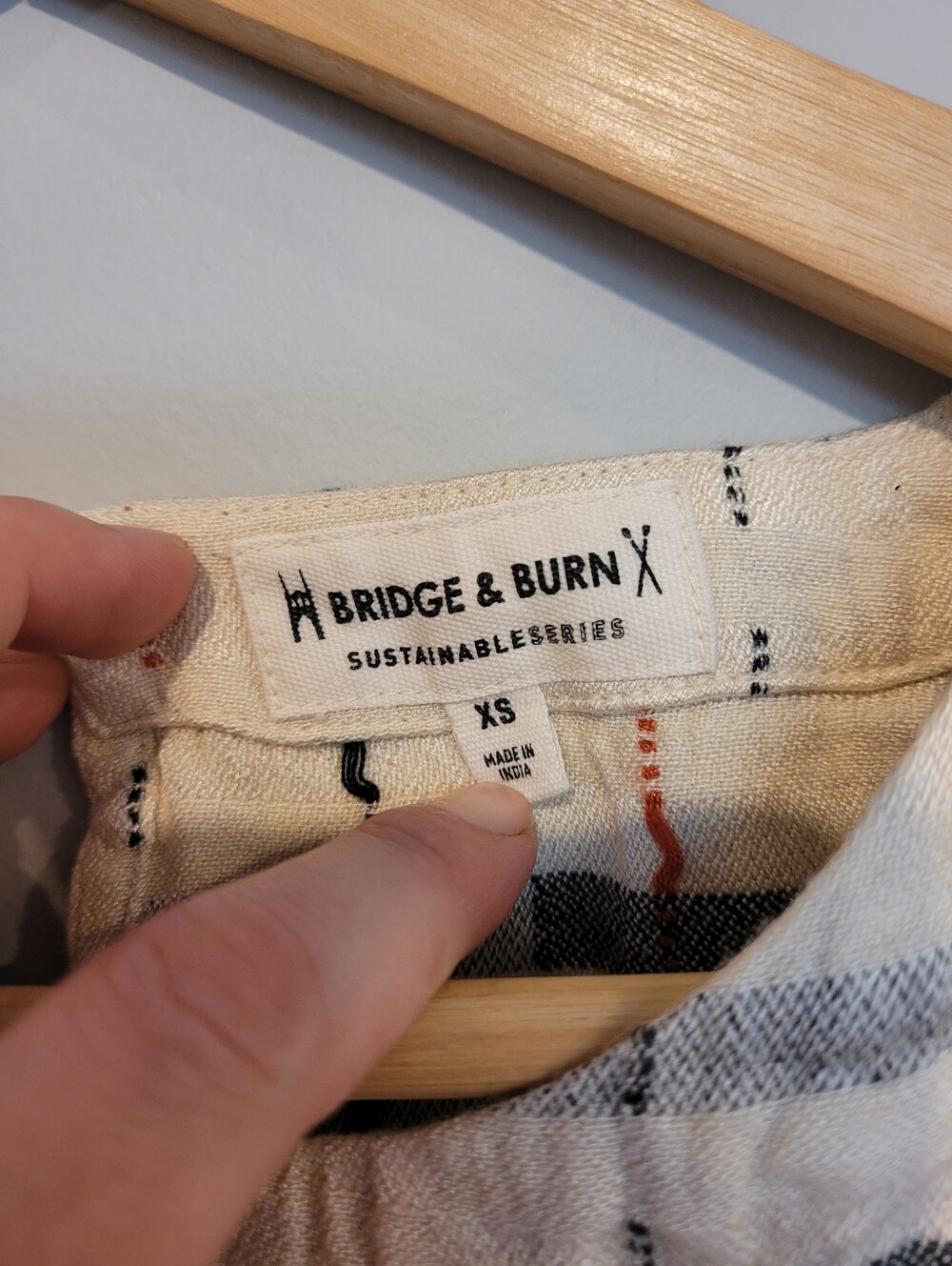 Bridge & Burn Leona Crop Plaid Top Alpenglow Stripe Modal Linen Size XS - Picture 3 of 9